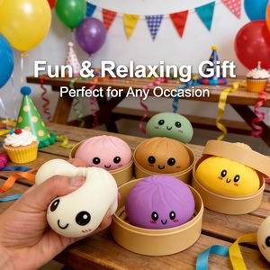 Popular juguete antiestrés de silicona con forma de bollo rosa de 3.35 pulgadas para niños de 4 años en adelante. - Product Image 6