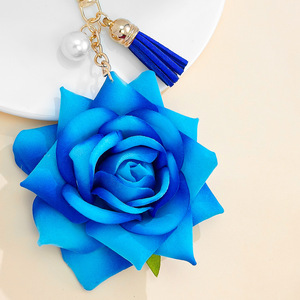 Porte-clés pendentif en alliage avec breloque rose et motif rose rouge pour femme, cadeau du Nouvel An - Product Image 6