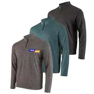 Commercio all'ingrosso di alta qualità personalizzato uomo quarter zip up running golf performance assorbimento dell'umidità maglietta a maniche lunghe pullover