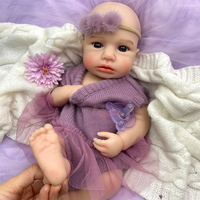 12/16/18 Zoll Reborn-Babypuppe mit dunklem Hautton, Mädchen, offener Mund mit Schnuller, individuell eingepflanztes Haar, kindersicher, ungiftig, badetauglich
