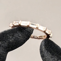 Bague d'éternité en argent sterling 925 pour femme Bijoux fins Plaqué or rose Baguette droite Moissanite Bague de fiançailles