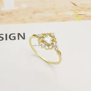 Perhiasan Mewah Cincin 9K Wanita Cincin Pertunangan Cincin atau Cincin Hadiah Emas Penjualan Langsung Pabrik Batu Zirkon 9K Asli 2 Buah 7 #