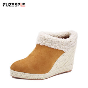 Nouvelles sandales <span class=keywords><strong>compensées</strong></span> à bout pointu pour femme, en daim, semelle en caoutchouc, talon haut 9 cm, style espadrille, collection été-automne - Product Image 1