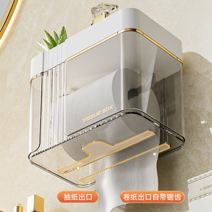 Caja de pañuelos de lujo para montar en la pared, almacenamiento transparente e impermeable para baño y cocina, con pañuelos faciales y toallitas - Product Image 3