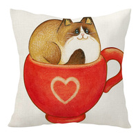 Housse de coussin décorative YINUAN en polyester avec fermeture éclair, motif chat mignon, couple de chatons, cœur rouge et citation d'amour