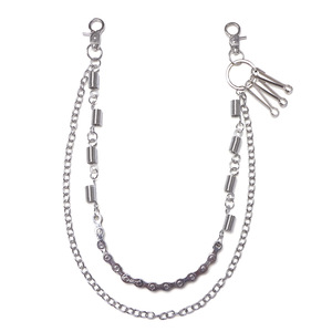 Chaîne de taille double couche style punk Yueli, porte-clés en argent tibétain, chaîne de pantalon, chaîne de corps décontractée et tendance - Product Image 5