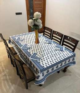 Juego de Cubierta de Mesa de Comedor de Algodón con Estampado a Mano de Calidad de Exportación con 6 Servilletas, Mantelería Suave, Duradera y Lavable para Hotel - Product Image 1