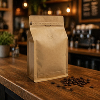 Emballage alimentaire en papier kraft, sachet refermable avec fermeture éclair latérale pour dosettes de café