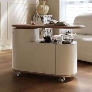 Beweglicher Massiver Walnussholz-Teetisch mit Stauraum und Drehfunktion für Wohnzimmer, Balkon & Büronutzung - Product Image 2
