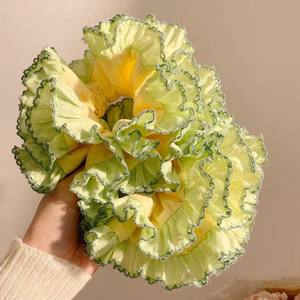 ยางรัดผมสีเหลืองดีไซน์สวยงาม แบบยืดหยุ่น สำหรับผู้หญิงและเด็กผู้หญิง แบบสองชั้นขนาดใหญ่ - Product Image 4