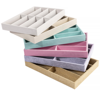 Présentoir à lunettes moderne en velours à 8 compartiments, bleu, beige, rose, organisateur de lunettes empilable, boîte de rangement pour bijoux pour tiroir de placard