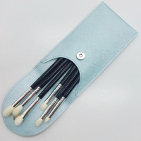 Ensemble de 8 pinceaux de maquillage Macaron pour le visage, les yeux, le fond de teint, mini pinceaux de maquillage portables et mignons pour enfants, avec sac à fermeture éclair