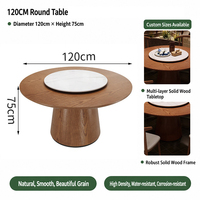 Ensemble de table et de chaises rondes en bois massif rustique pour restaurant, bistrot, design d'intérieur de style naturel, vente en gros personnalisée OEM