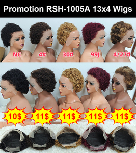 Promotion Letsfly : Perruque Pixie Bouclée 10$ avec Lace Frontale 13x4, Coupe Courte, Cheveux Brésiliens Ondulés, 100% Cheveux Humains, Vente en Gros - Product Image 2