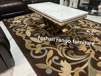 Meubles de maison foshan usine dessus en marbre table basse argent en acier inoxydable marbre table centrale meubles de salon