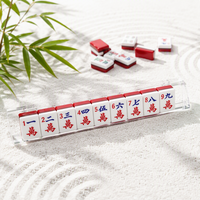 Maßgefertigtes Luxus-Mahjong-Set aus Rot-Weißem Acryl mit UV-Druck und Gravur, Amerikanisches Mah-Jong für Partyspiele