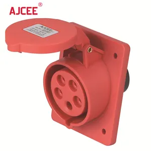 AJCEE ip44 5pin 16amp 380v פנל רכוב זווית עמיד למים קיר שקע תקע תעשייתי שקע עם CE