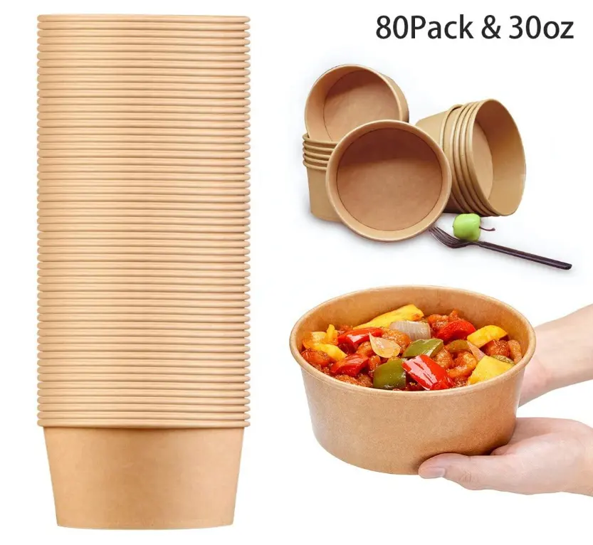 Bio Salats ch üssel Papier Behälter Papier Salats ch üssel mit Deckel 12 Unzen Salats ch üssel Kraft Kompost ierbare Papier Food Cup mit belüftetem Deckel