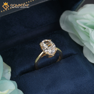 Anillos de Compromiso Unisex de Oro Amarillo de 18K, Chapados en Oro, Estilo Clásico de Lujo, Nuevo Estilo, Corte Ovalado, Engaste de Garras, para Uso Diario - Product Image 3