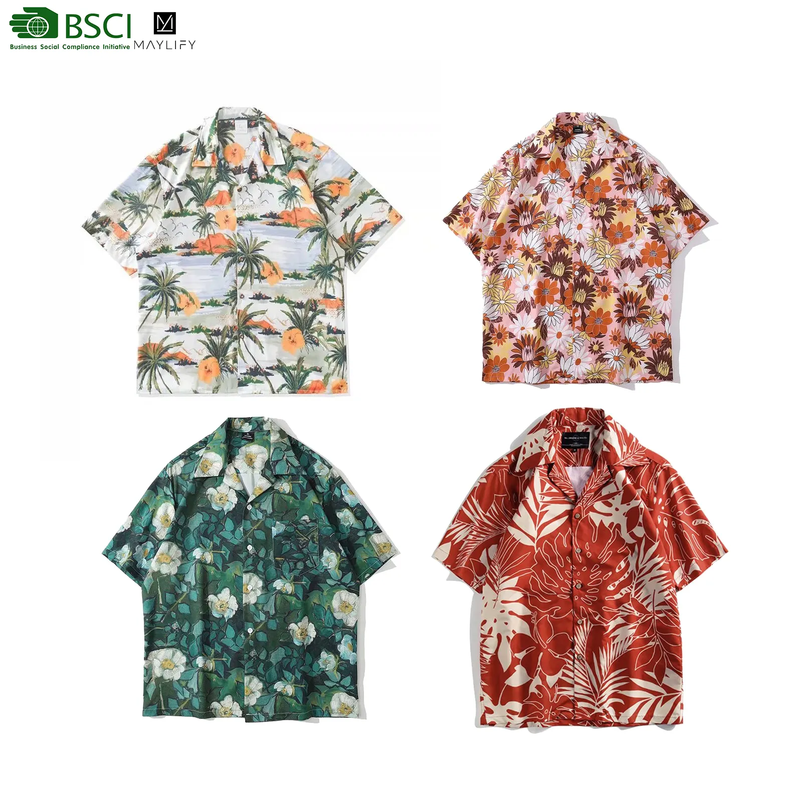 2023 Loose flower casual retro floral men's t-shirts hip hop style summer untuckit hawaiian shirts for men