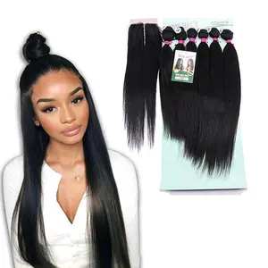 14-18inch Animal Mix Synthetic Straight Hair Weave Bundles with Closure Hair Extension