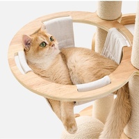 Grande structure d'escalade pour chat en bois de qualité supérieure, villa pour chat multi-niveaux de luxe avec griffoir, hamac, emballé en carton, OEM disponible