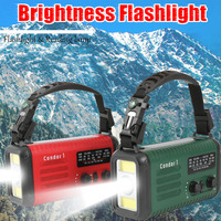 Jam LED Mini Portabel 20000mAh, Crank tangan matahari Radio SOS Alarm Retro cuaca darurat jam daya USB DC plastik