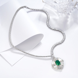 925 Silver Glass <b>Necklace</b> Shines with Fashion, High-End Feel, Great Gift for Girls for Parties, Festivals, and Daily Wear L - Product Image 2