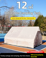 TOPIND Vente directe 420D Oxford Tente à air pour familles Tente de camping gonflable imperméable avec pompe à main