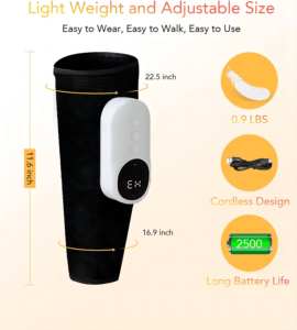 Masajeador de piernas para circulación y alivio del dolor, masajeador de compresión de aire de pantorrilla con calor, masajeador de compresión de piernas inalámbrico - Product Image 3