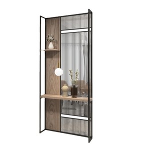 Paravent en fer forgé moderne, simple et luxueux, avec long panneau en verre, pour salon, hall d'entrée, cloison en acier inoxydable - Product Image 5