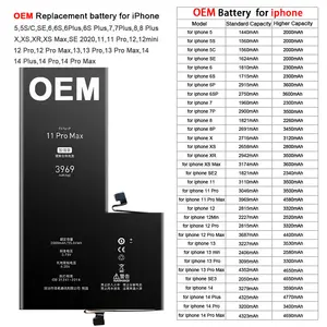 OEM lityum iyon şarj edilebilir cep telefonu yedek mobile14 6 s 6 se xr 8 mini 13 xs artı 12 7 x max pro 11 pil iphone için