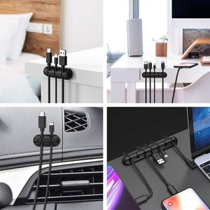 Clips de Silicona Resistentes para Cables de Carga USB, Organizador de Cables para Escritorio, Auto, Hogar y Oficina, en Blanco y Negro - Product Image 3