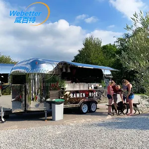 WEBETTER Airstream Mobile BBQ makanan cepat Trailer sepenuhnya dilengkapi Mobile Remolque Makanan Cepat truk dengan dapur penuh untuk dijual