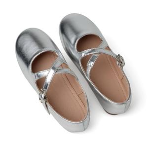 Zapatos planos Mary <span class=keywords><strong>Jane</strong></span> con correa cruzada metálica dorada para niñas, zapatos de vestir con punta cuadrada para niños - Product Image 3