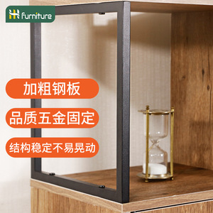 Factory export bookcases and storage <b>shelves</b>, multi-layer iron <b>pipe</b> and particleboard storage cabinets, simple American-style - Product Image 2