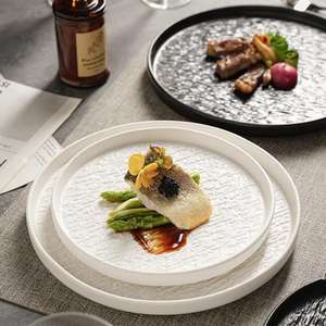 Platos de cena de cerámica de <span class=keywords><strong>gres</strong></span> con textura de <span class=keywords><strong>roca</strong></span> nórdica, platos de porcelana ecológicos, estilo americano pulido, 6-10 piezas para la espalda - Product Image 1