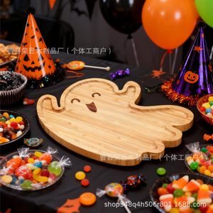 Plateau de service en bambou en forme de fantôme, assiette décorative en bois pour Halloween, vaisselle de fête - Product Image 2