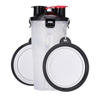 Bouteille d'eau potable Portable en plastique de qualité alimentaire 700ML double compartiment PP 2 en 1 de voyage pour animaux de compagnie avec bol pour chien