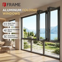 Fenêtre pliante horizontale en aluminium, fenêtre en verre à double battant pour balcon, villa et terrasse, OEM ODM, taille personnalisée, design moderne