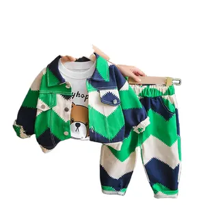 Toddlers Boys' Spring Clothing Sets Kids Cool Patchwork Denim Jackets And Pants 2 Pieces Sets For Autumn coat Casual pants
