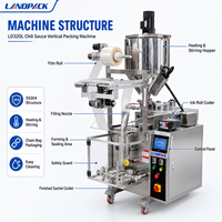 Vul- en verpakkingsmachine voor eetbare olie, fruitpulp, vloeibare melk, honing, soja, tomaten, chilipeperpasta, saus, sachetjes en zakjes.
