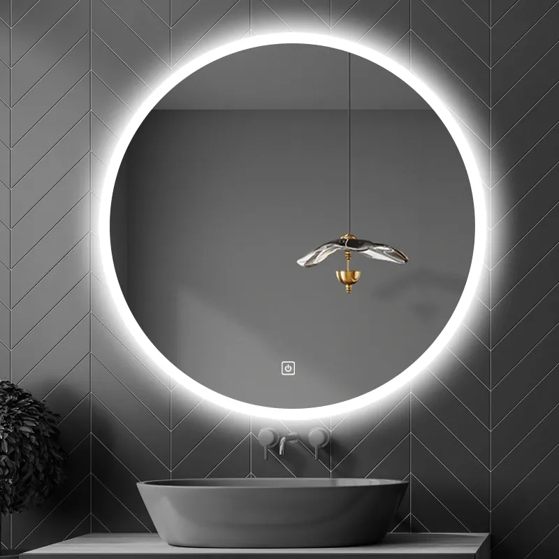 touch screen backlit led bath mirrors smart antifog vanity wall glass bathroom mirror with led light round mirror bathroom