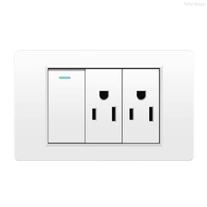 สวิตช์ไฟติดผนังแบบอเมริกันสีขาว 118 ช่อง พร้อมช่องเสียบ USB Type C และปลั๊กไฟแบบอเมริกัน อังกฤษ และยุโรป - Product Image 1