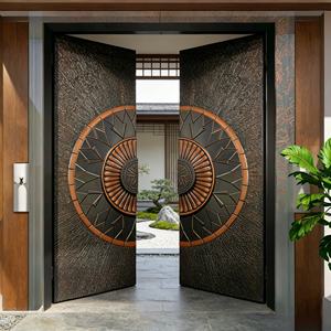 Puertas de Entrada Dobles de Seguridad Metálicas para Villa, Panel de Aluminio, Diseños de Entrada Principal de Lujo, Puerta Doble - Product Image 5