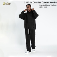 Hoodie Fleece Oversize OSTAR 350gsm Katun Poliester Logo Kustom Kasual Tracksuit Streetwear OEM ODM Atasan Berkerudung Pria