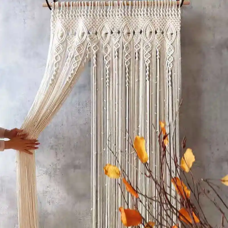 自由奔放に生きる手織りの結婚式の背景アーチクローゼットルームディバイダーベッドヘッドボードフリンジ壁の装飾マクラメドアカーテン