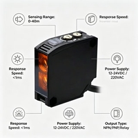 Capteur photoélectrique rétro-réfléchissant carré 10m PNP NO DC 10-30V IP67 LED rouge 650nm Coque ABS