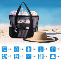 Grand sac de plage en maille imperméable grande capacité, sac de rangement anti-sable pour la plage, sac de natation, sac de voyage pour piscine et pique-nique