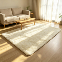 Tapis rectangulaire moderne en peluche moelleuse Starfish, polyester, antidérapant, avec envers en PVC, fabriqué à la machine, pour usage domestique et commercial